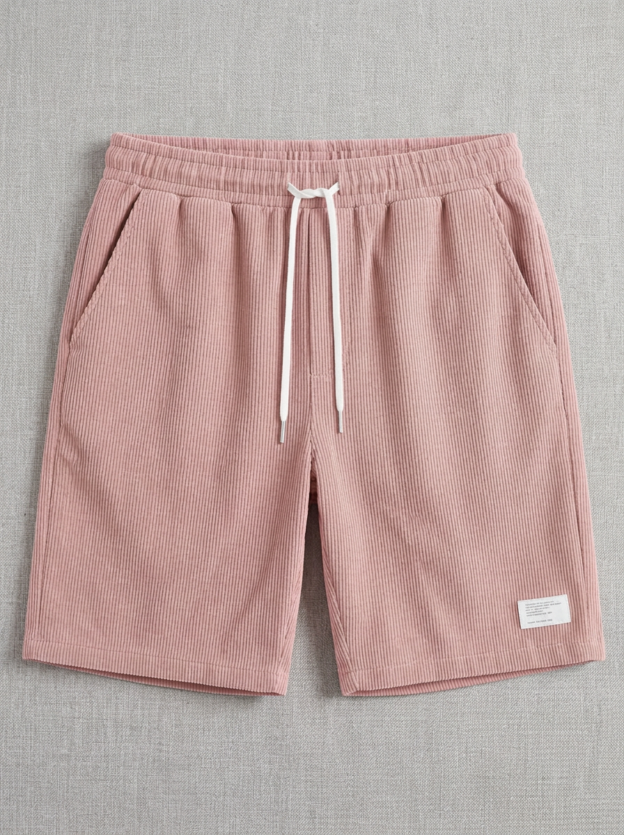 Shoven | Heren Casual Ribfluweel Shorts Trekkoord Elastische Taille 17