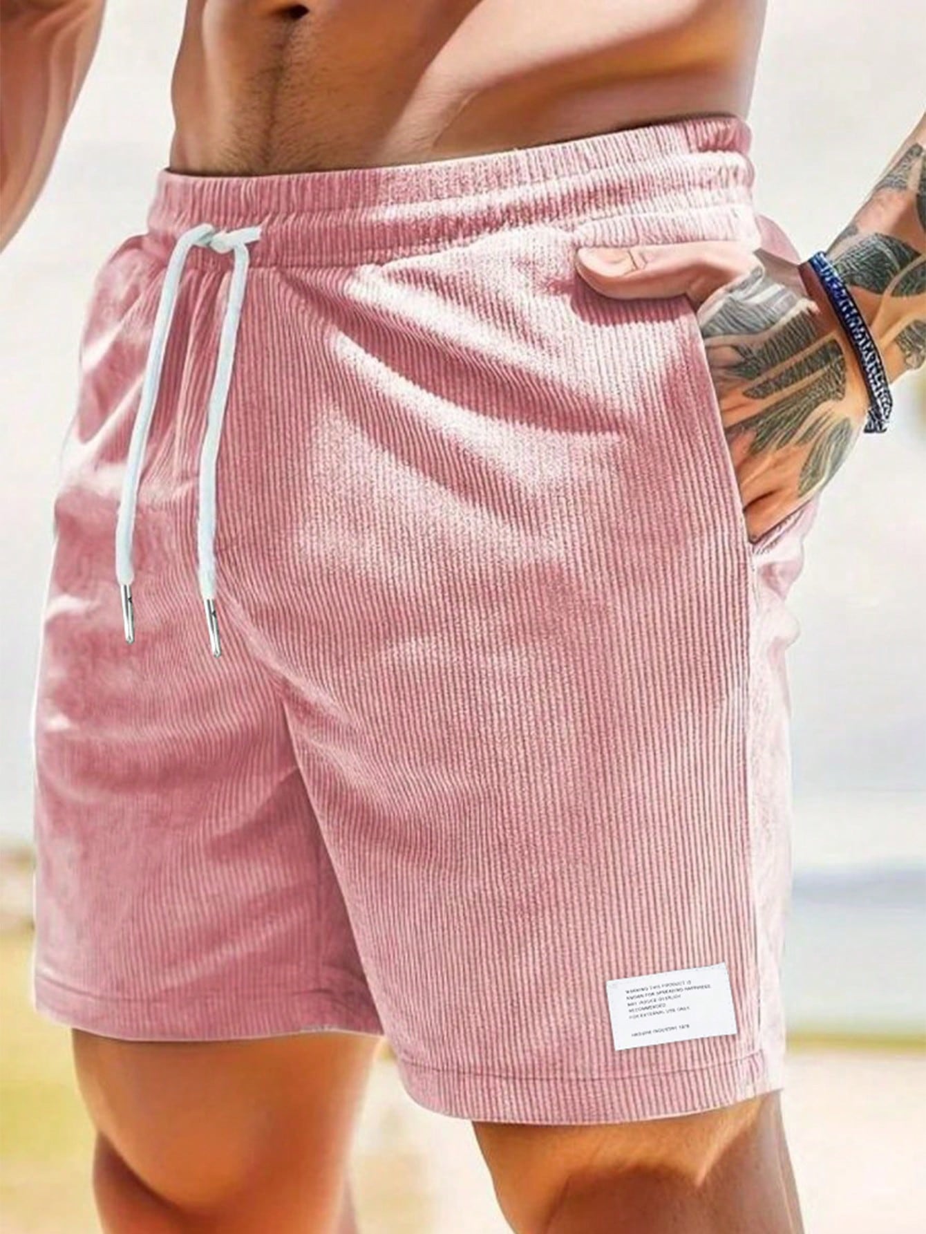Shoven | Heren Casual Ribfluweel Shorts Trekkoord Elastische Taille 18