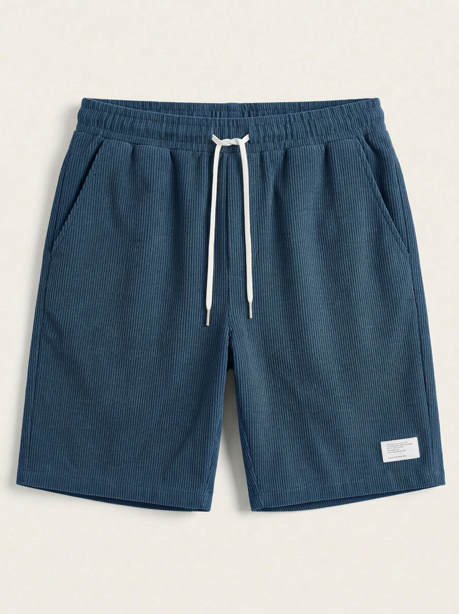 Shoven | Heren Casual Ribfluweel Shorts Trekkoord Elastische Taille 2