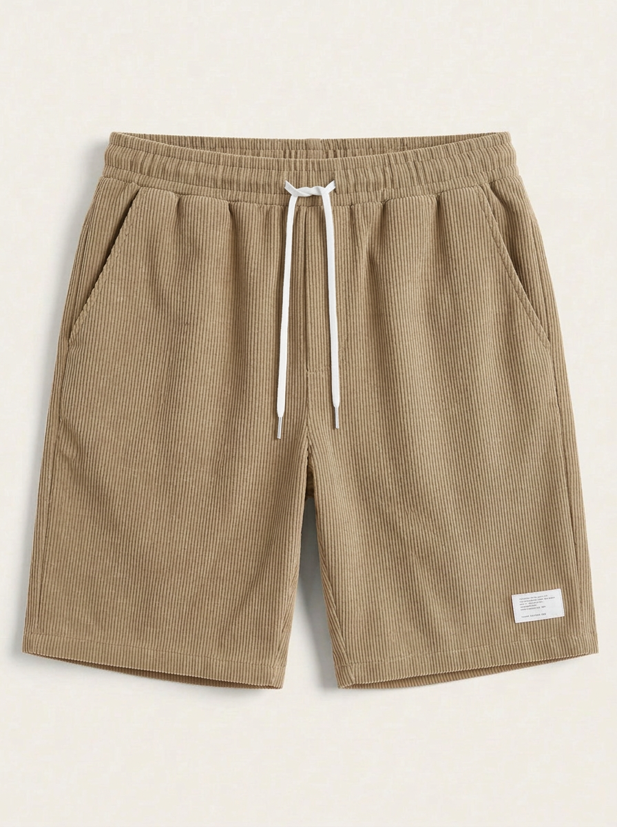 Shoven | Heren Casual Ribfluweel Shorts Trekkoord Elastische Taille 7