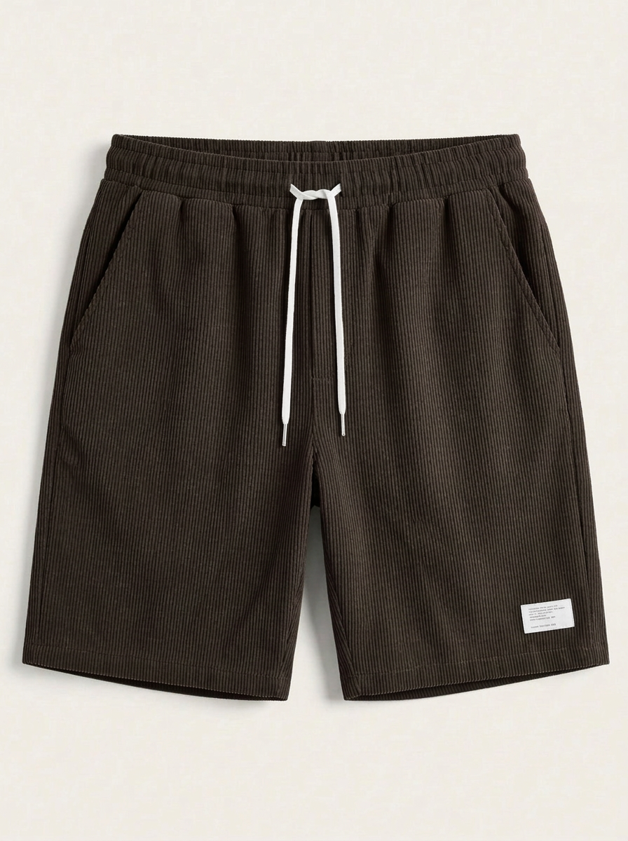 Shoven | Heren Casual Ribfluweel Shorts Trekkoord Elastische Taille 9