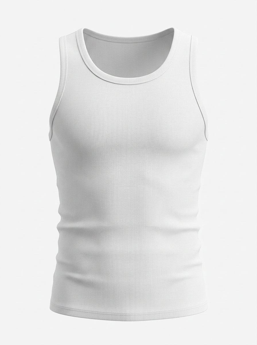 Tavio | Heren Tanktop Geribd Slim Fit Mouwloos Ronde Hals