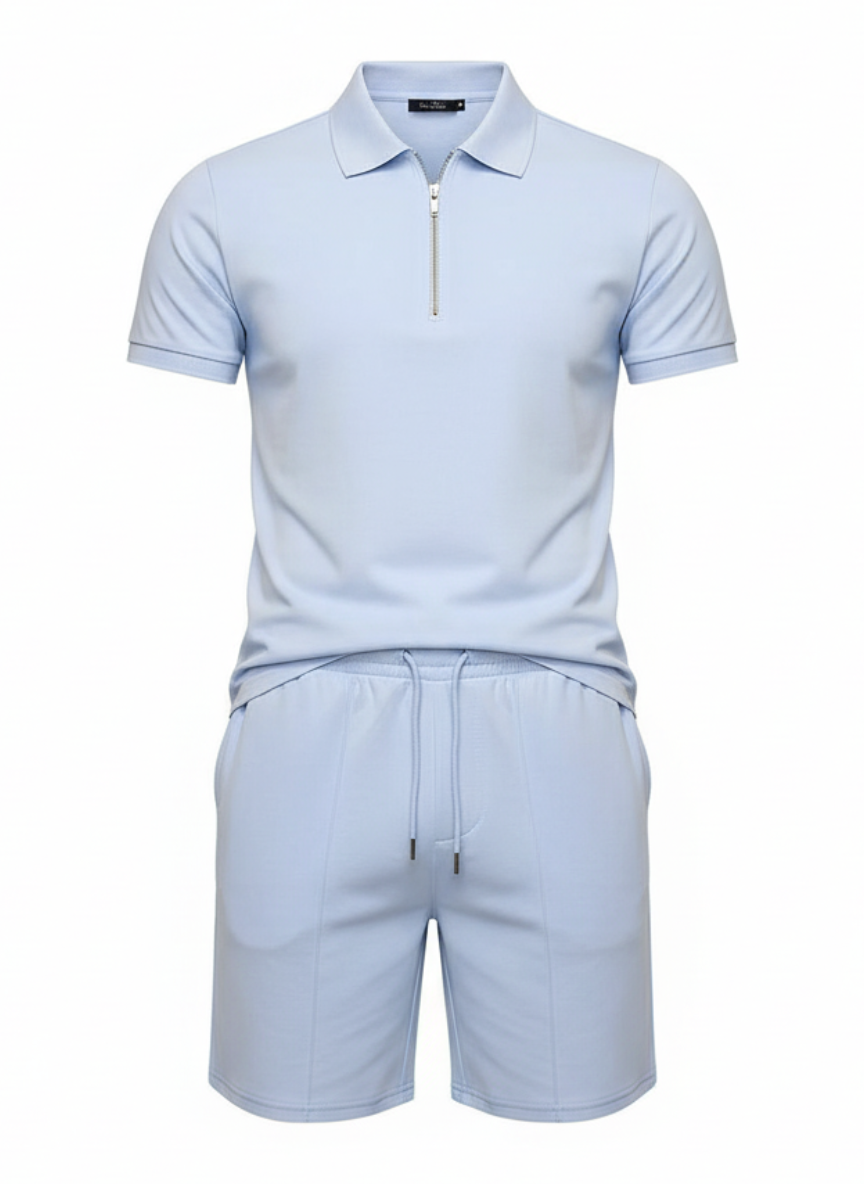 Boren | Heren Polo En Short Set Met Ritskraag