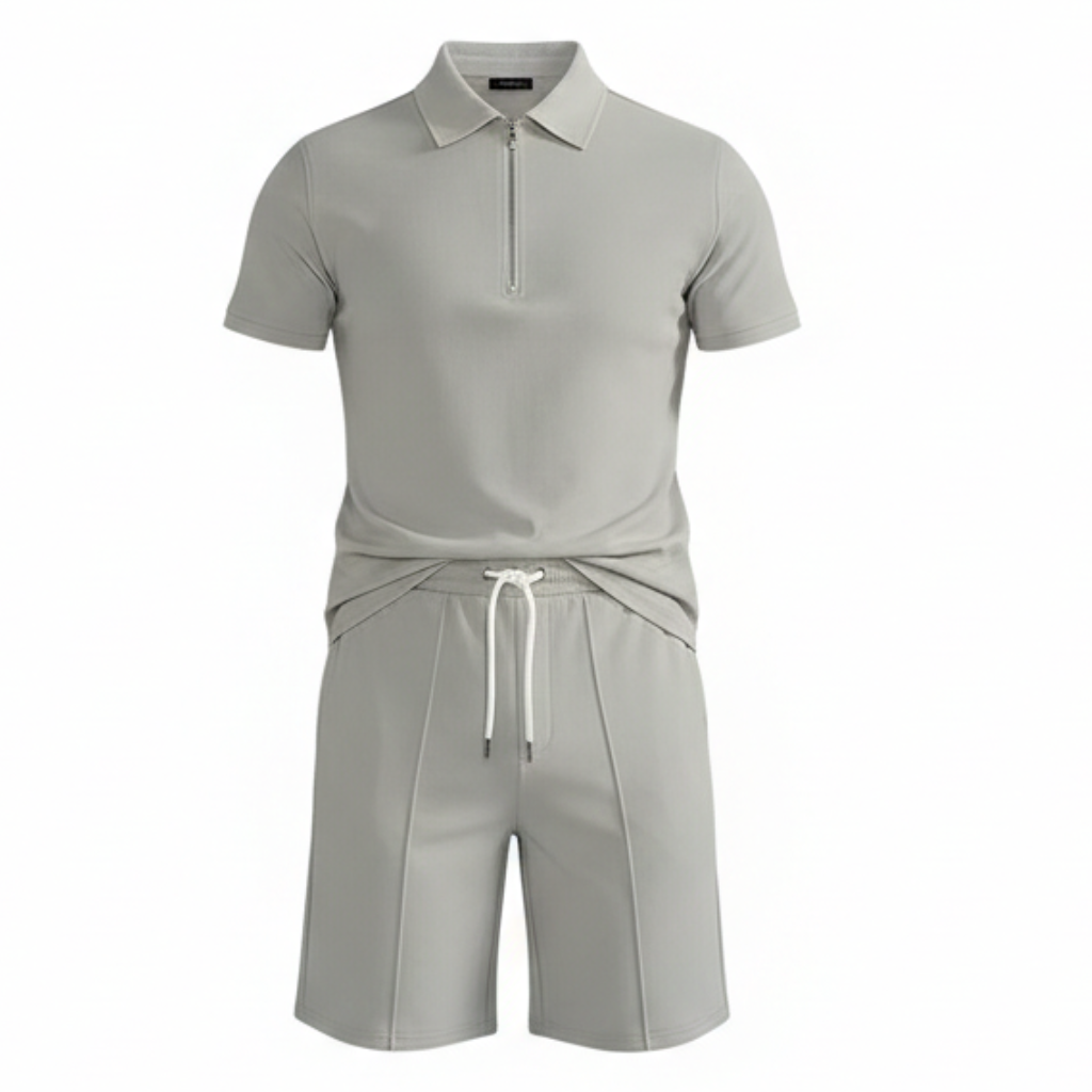 Boren | Heren Polo En Short Set Met Ritskraag