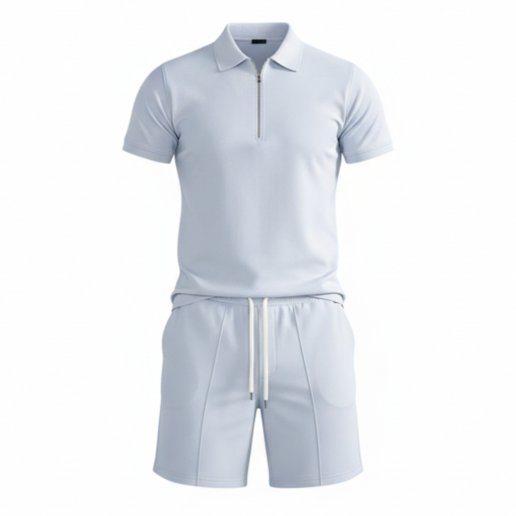 Boren | Heren Polo En Short Set Met Ritskraag