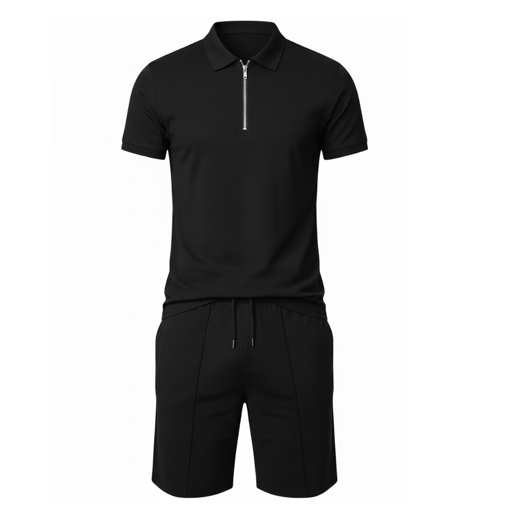 Boren | Heren Polo En Short Set Met Ritskraag