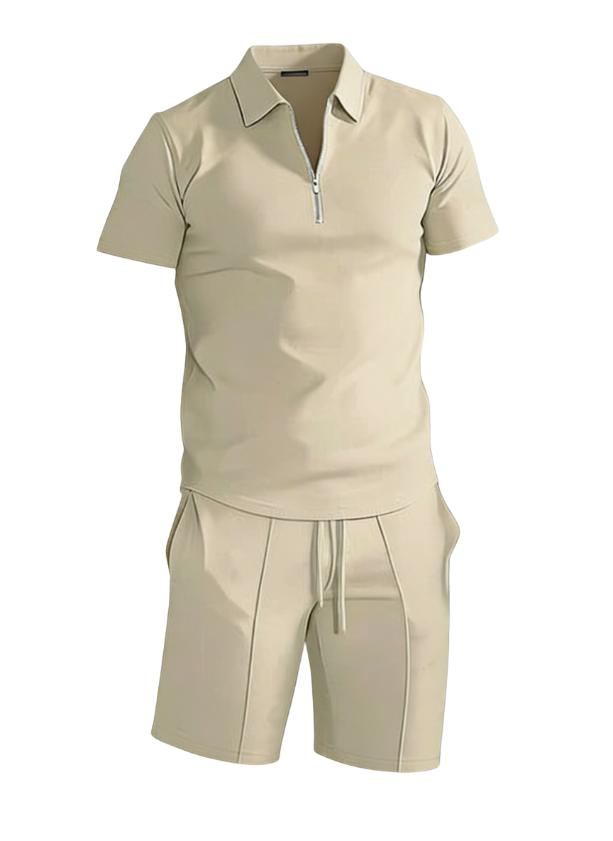 Boren | Heren Polo En Short Set Met Ritskraag