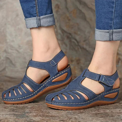 Aline | Dames Enkelband Comfortabele Sleehak Sandalen Lichtblauw