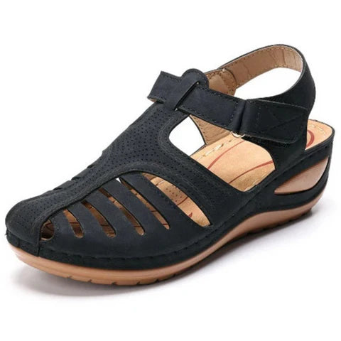 Aline | Dames Enkelband Comfortabele Sleehak Sandalen Zwart