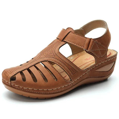 Aline | Dames Enkelband Comfortabele Sleehak Sandalen Bruin