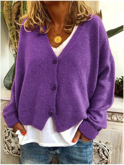 Zijaanzicht van het Dames Cardigan Vest met relaxed fit en gedropte schouders