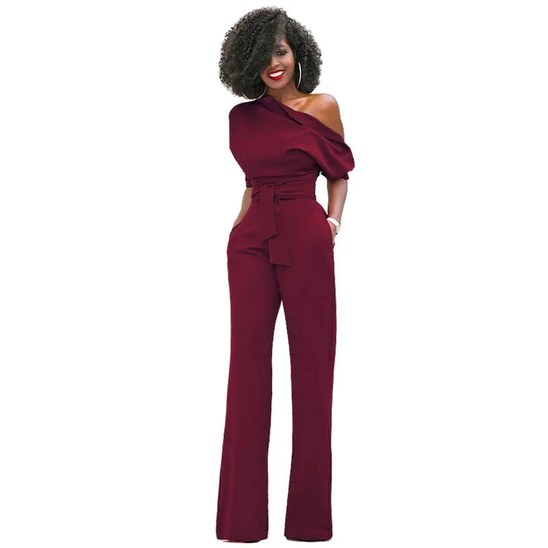 Anouk | Jumpsuit met Open Schouder en Strikband