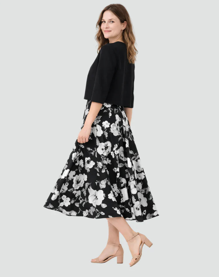 Anouk | Tweedelige Set Met Gebloemde Midi Jurk En Jasje