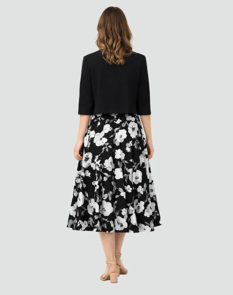 Anouk | Tweedelige Set Met Gebloemde Midi Jurk En Jasje