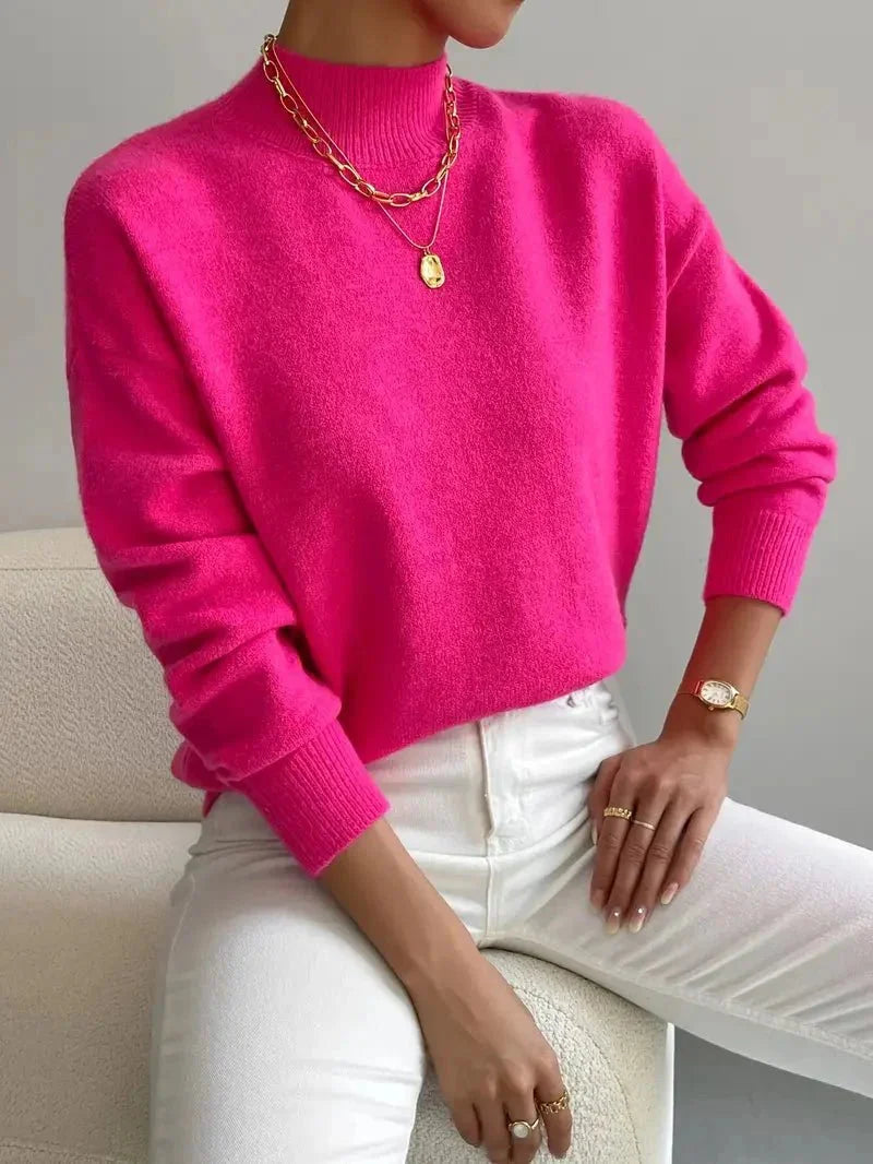 Volledige look met witte dames coltrui en bijpassende broek voor herfst en winter