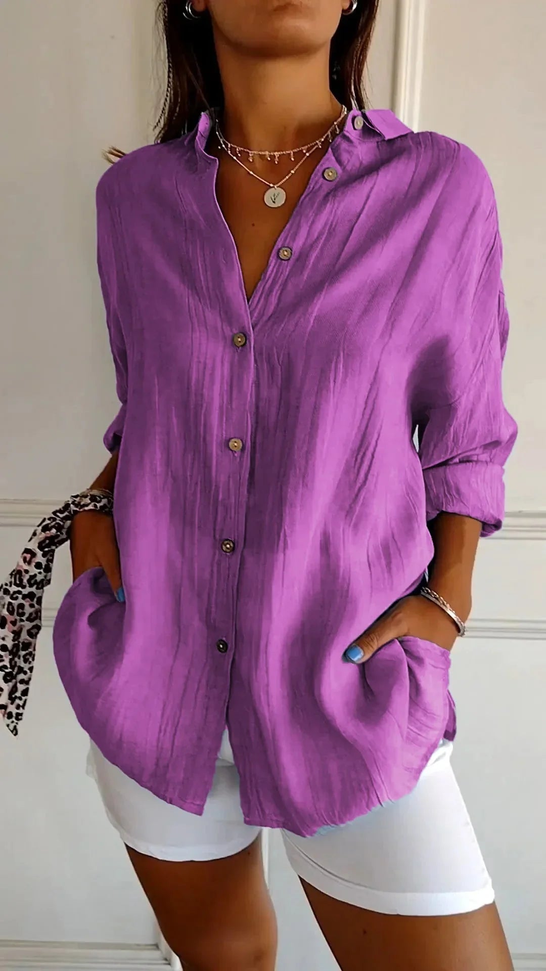 Eva | Dames Oversized Blouse Lange Mouwen Lila