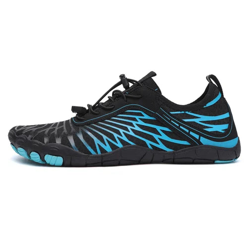 Detail van zijpaneel op barefoot sneakers met ademend mesh en zachte voering voor comfort