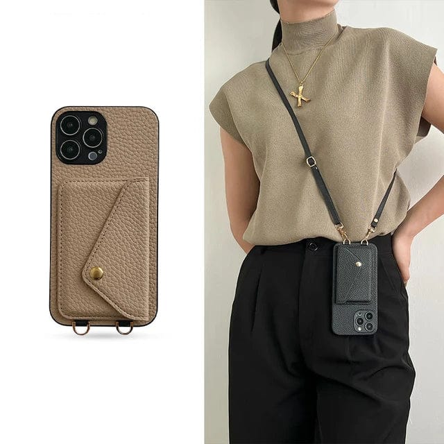 Dames telefoonhoesje crossbody met kunstleren afwerking en magnetische flap voor iPhone modellen