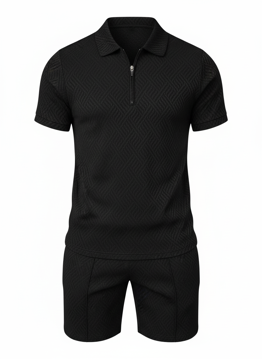 Paxon | Heren Polo En Short Set Met Ritskraag