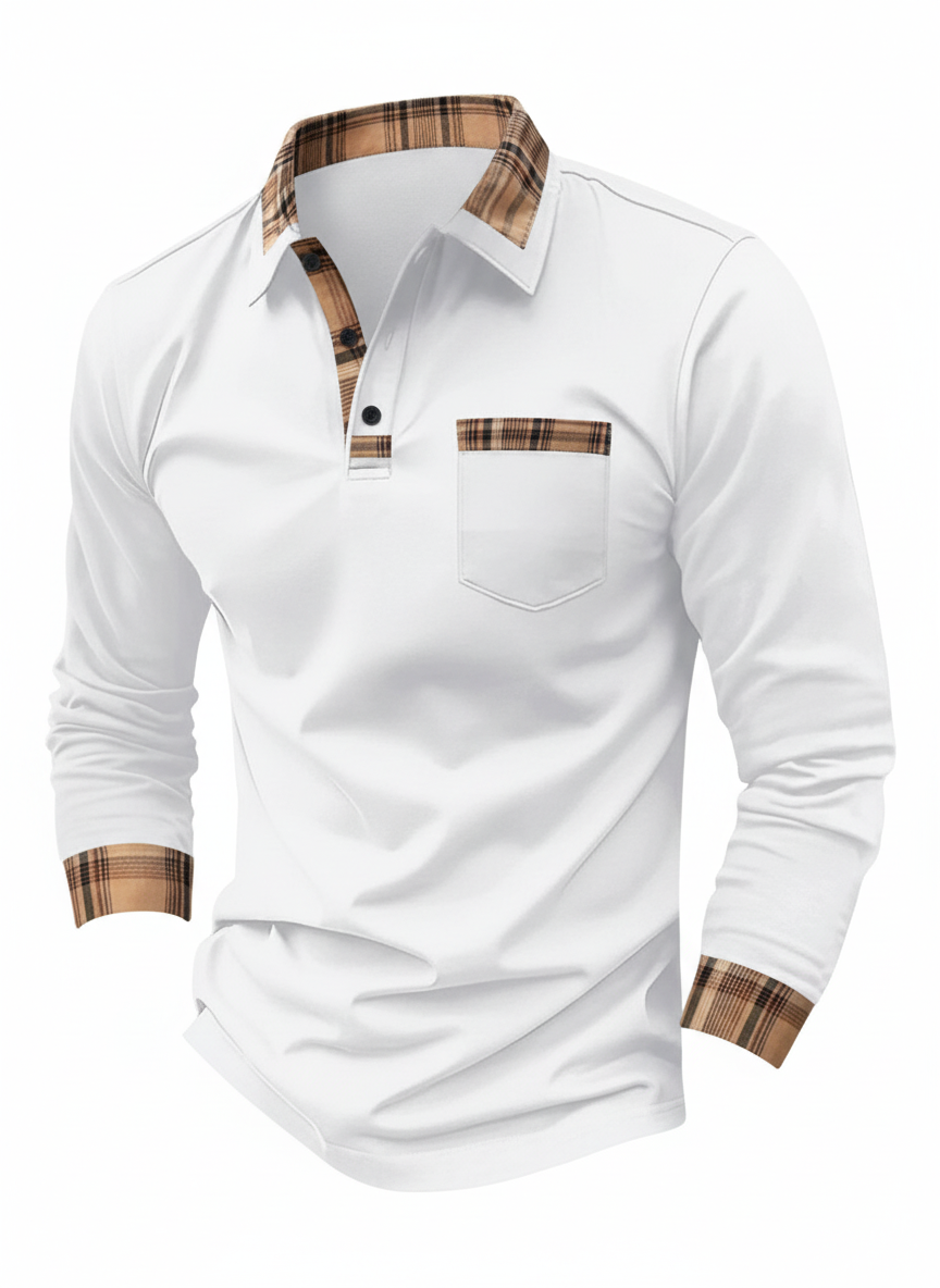 Paxon | Heren Zomer Poloshirt Lange Mouw Met Ruitdetail
