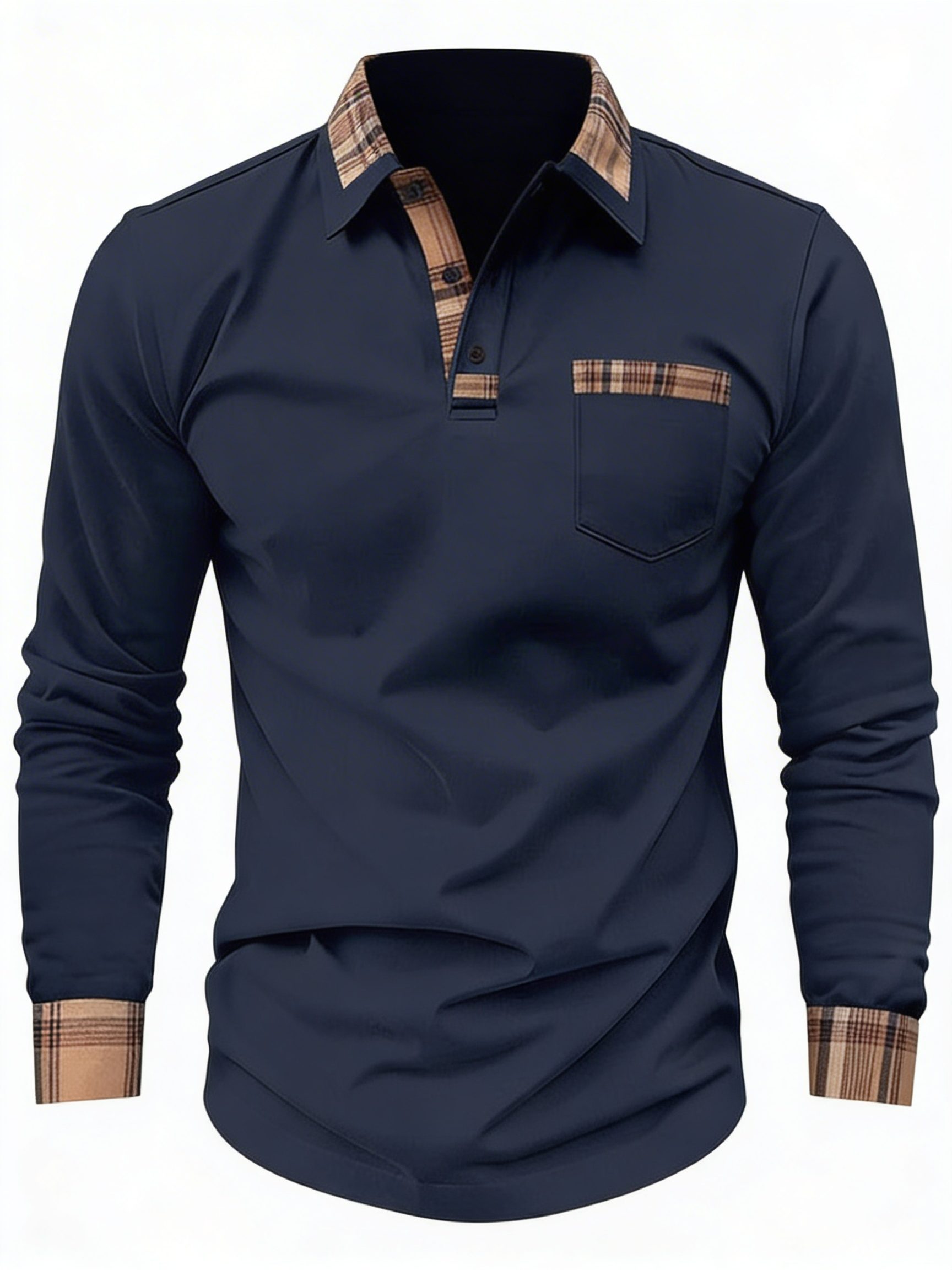 Paxon | Heren Zomer Poloshirt Lange Mouw Met Ruitdetail