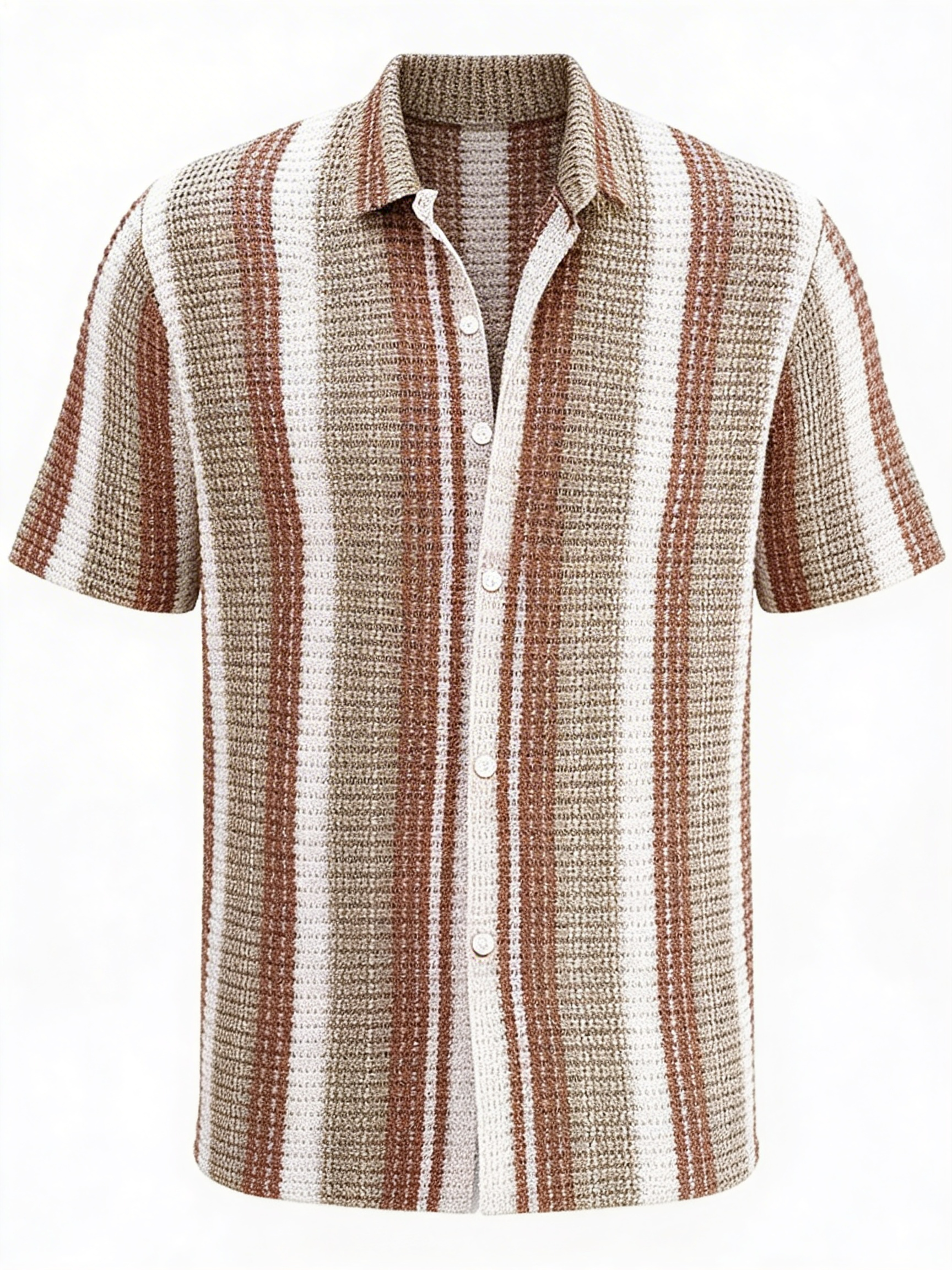 Geren | Gestreept Lichtgewicht Zomer Overhemd Korte Mouw