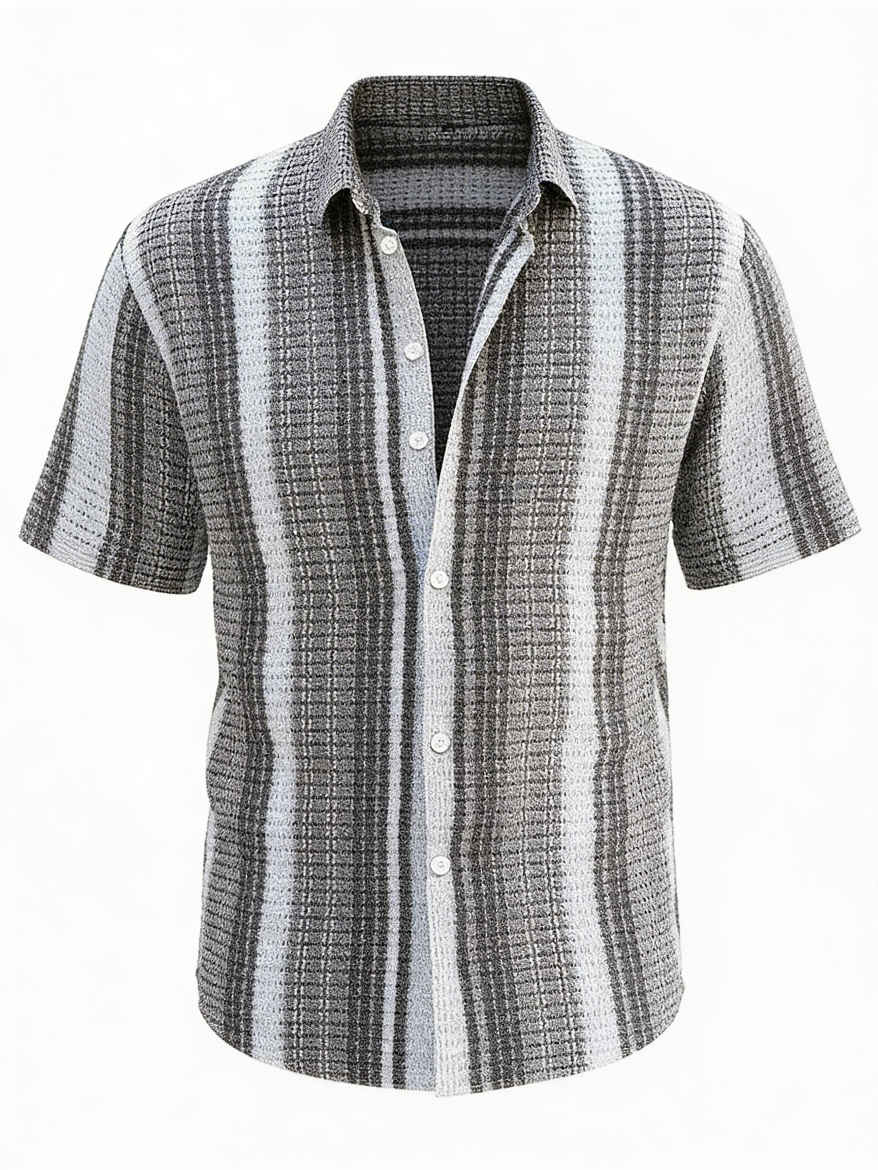 Geren | Gestreept Lichtgewicht Zomer Overhemd Korte Mouw