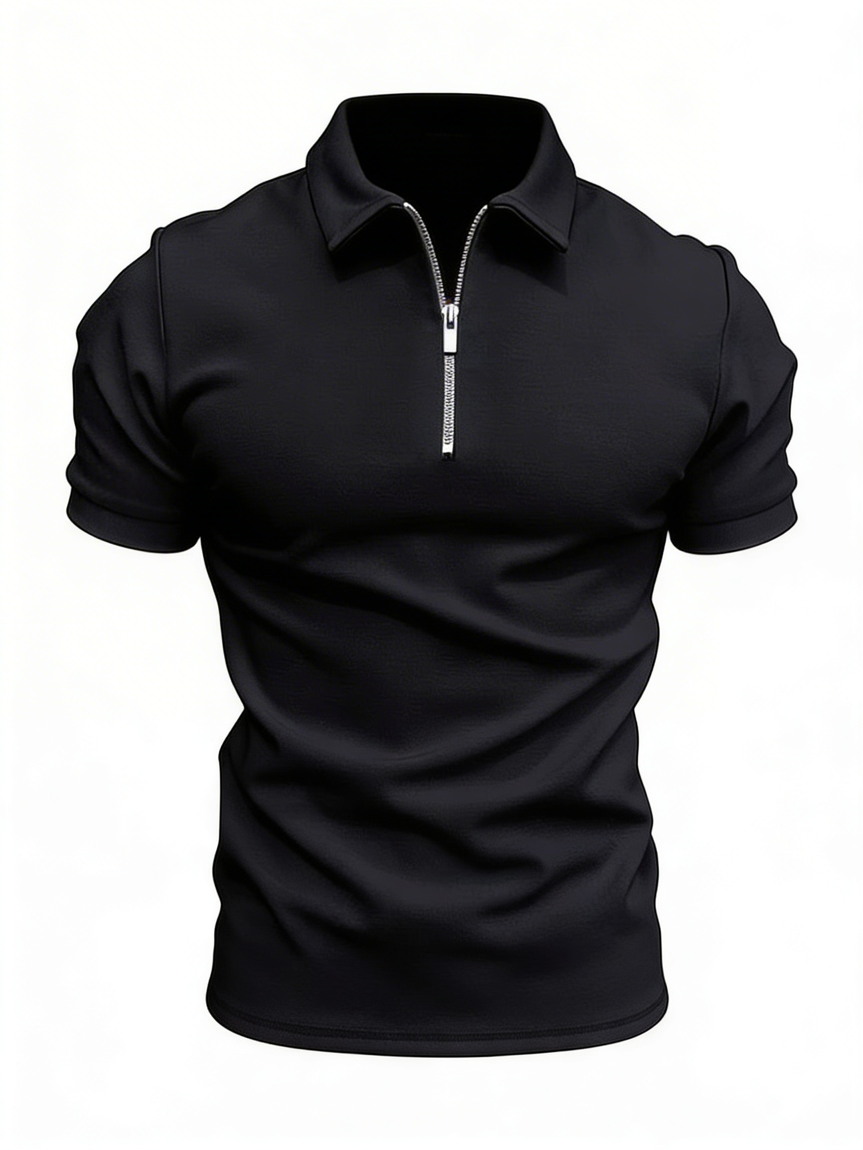 Lukas | Effen Kleur Polo Shirt Met Rits Zomerjurk