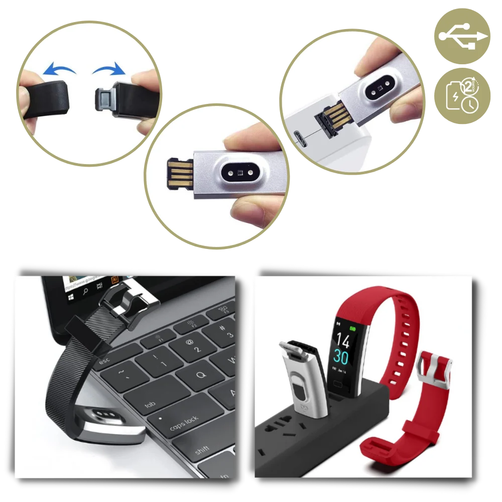 Detail van fitness tracker scherm met batterij-indicator en bluetooth connectiviteit symbool