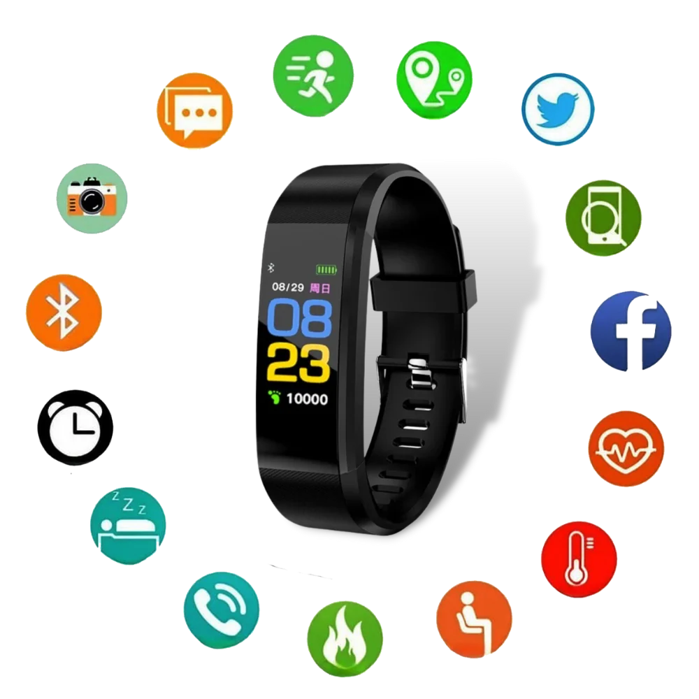 Close-up van fitness tracker display met stappenteller functie en hartslagmonitoring voor dagelijks gebruik