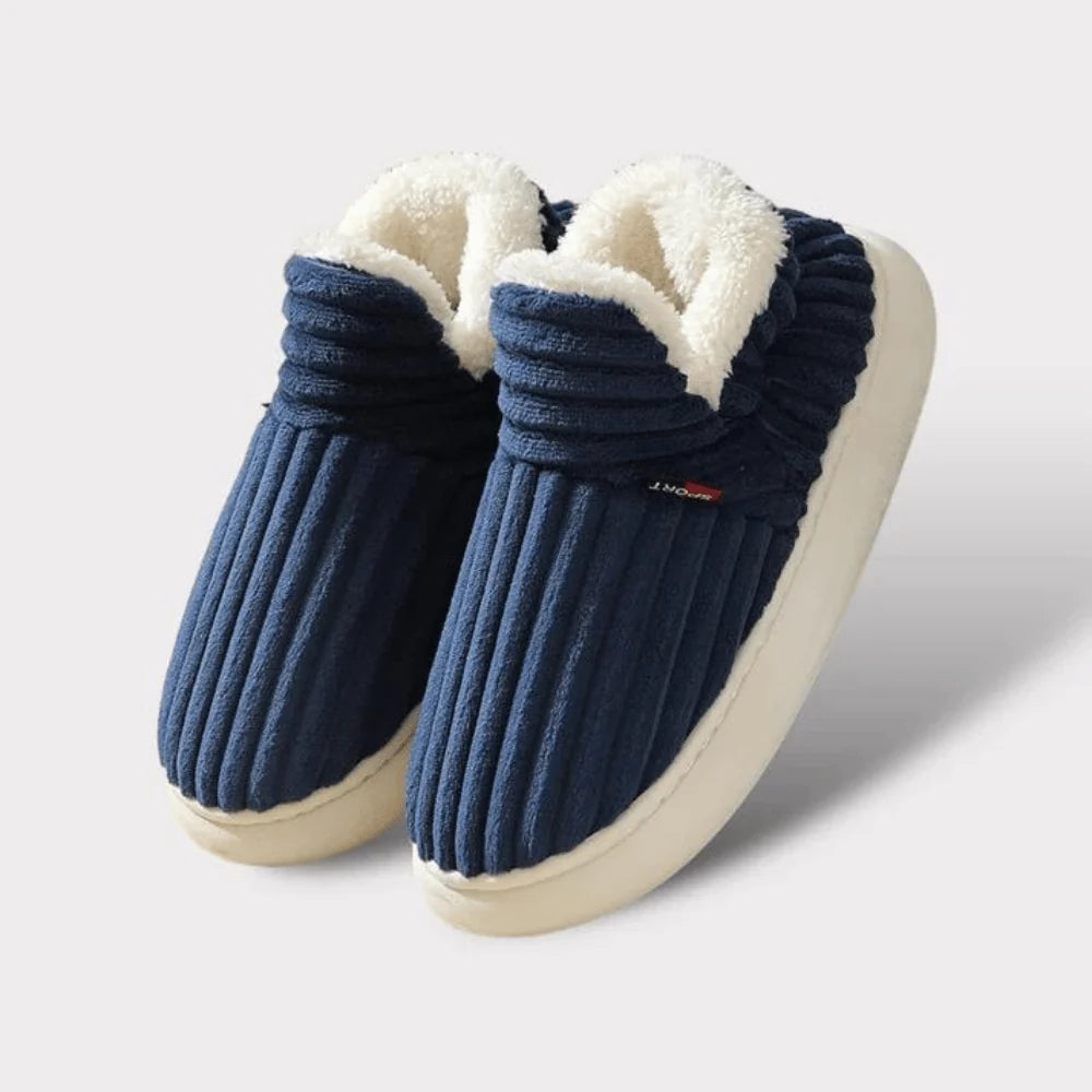 Gevoerde huisschoenen dames met antislip profiel en pluche voering voor koude dagen