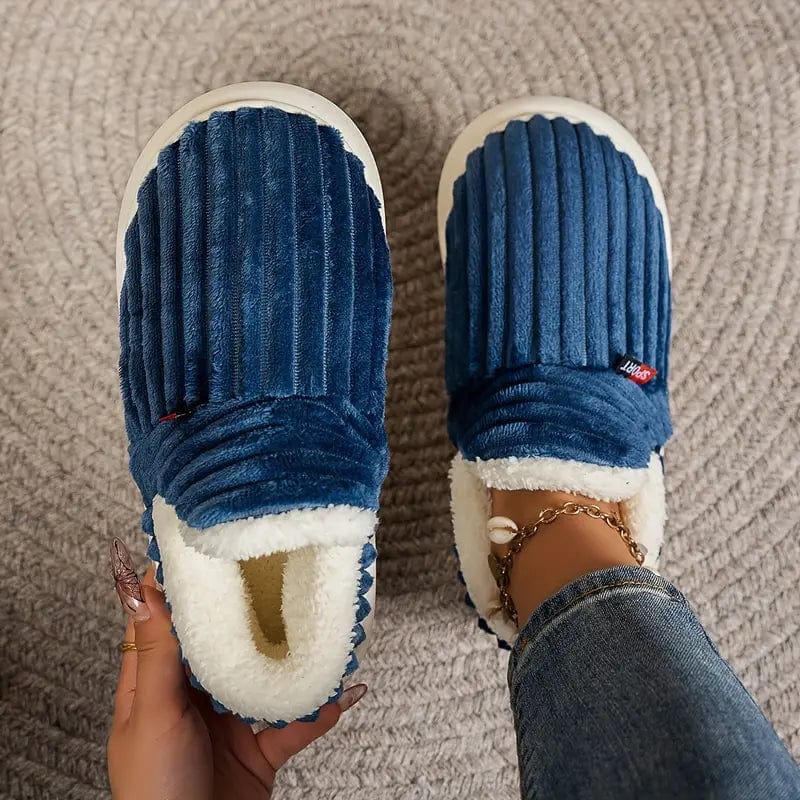 Ribfluweel huisschoenen met gesloten teen en zachte rand verkrijgbaar in meerdere kleuren