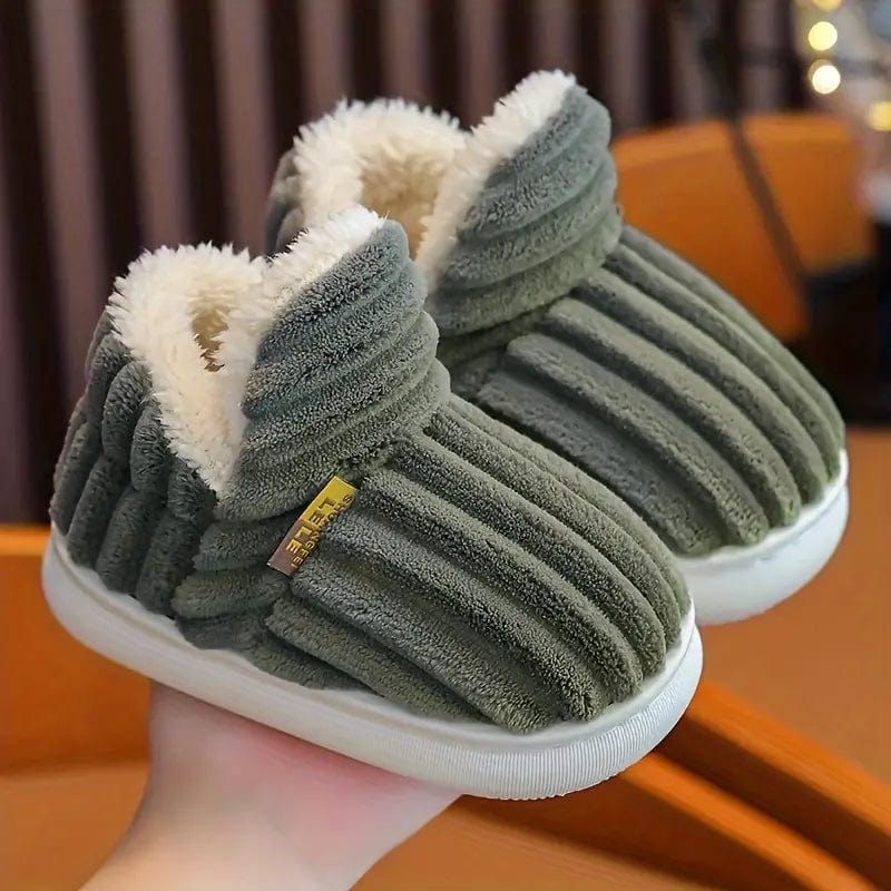 Warme gevoerde pantoffels met ribfluweel bovenkant verkrijgbaar in meerdere kleuren voor dames