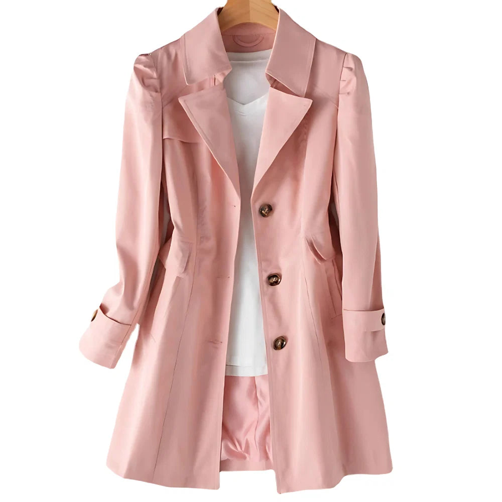 Klassieke trenchcoat voor dames in beige met dubbele sluiting en soepele stof