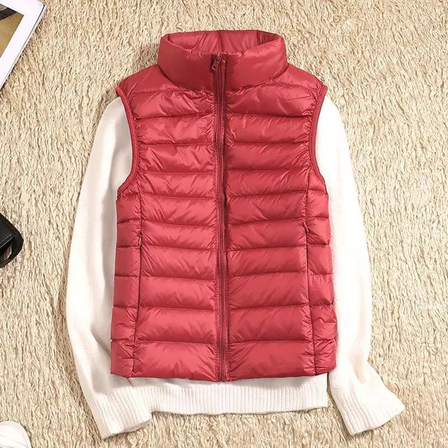 Winddichte bodywarmer dames met mouwloos ontwerp en opstaande kraag houdt warmte vast zonder extra volume