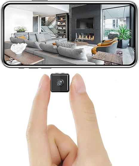 Mini Draadloze WiFi Beveiligingscamera 1080P Binnen/Buiten App Controle toont live beelden van woonkamer op smartphone scherm