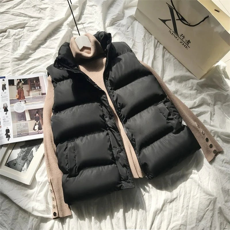 Bo Bodywarmer | Warm, stijlvol & ideaal voor de lente in zwart met hoge kraag en ritssluiting