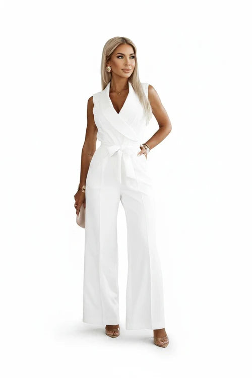 Lieke | Dames Jumpsuit Mouwloos V-hals Wijde Pijpen