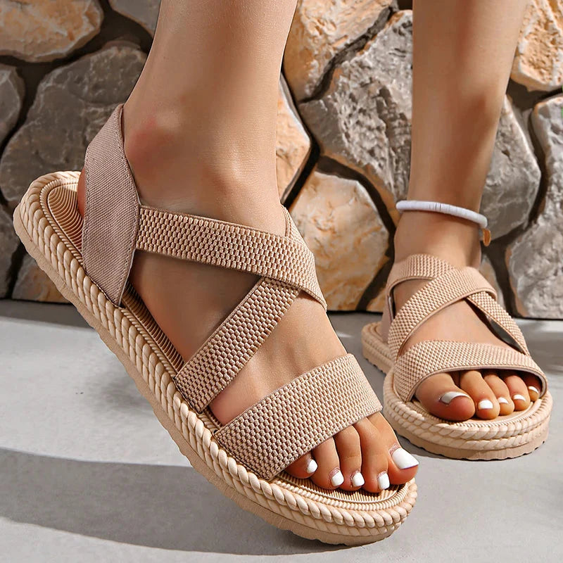Lieke | Orthopedische Sandalen voor Dames met Gekruiste Bandjes Beige
