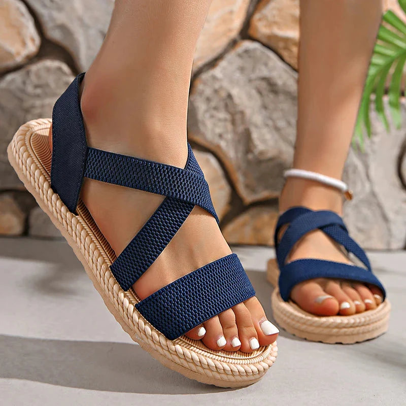 Lieke | Orthopedische Sandalen voor Dames met Gekruiste Bandjes Marineblauw
