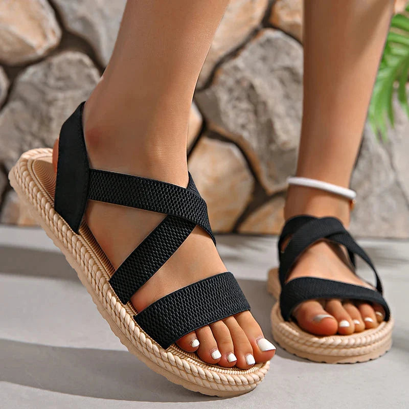 Lieke | Orthopedische Sandalen voor Dames met Gekruiste Bandjes Zwart