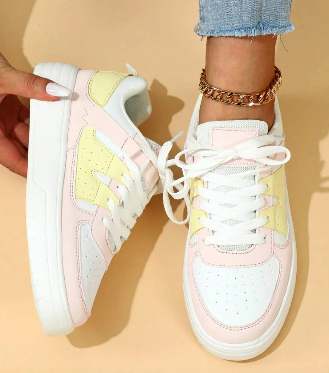 Linde | Dames Sneakers Pastel Colorblock Regenboog 2