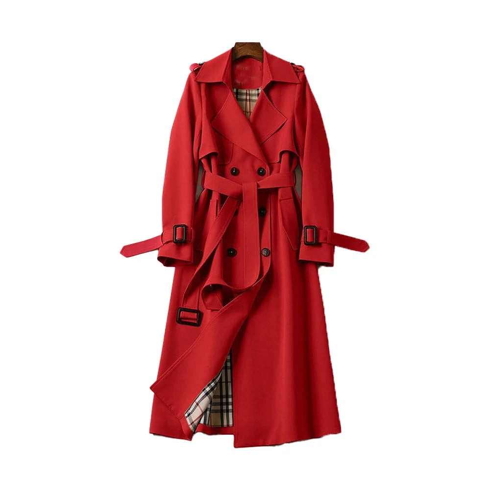Dames trenchcoat in beige met double-breasted ontwerp en tailleceintuur