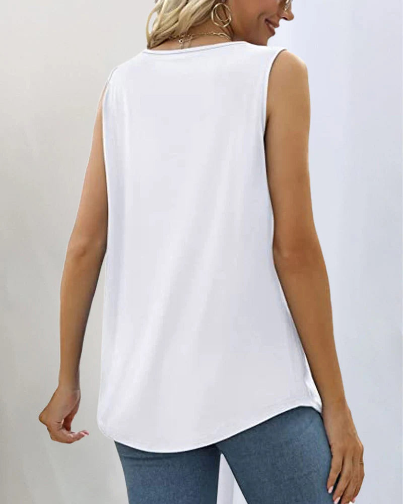 Dames mouwloze top met plooiDetail en vierkante halslijn voor zomerse casual looks