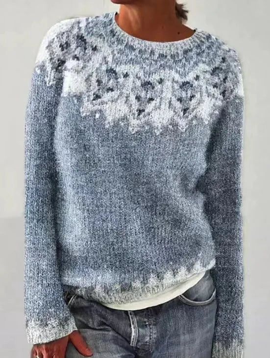 Dames trui met Fair Isle patroon en lange mouwen in zachte gebreide stof