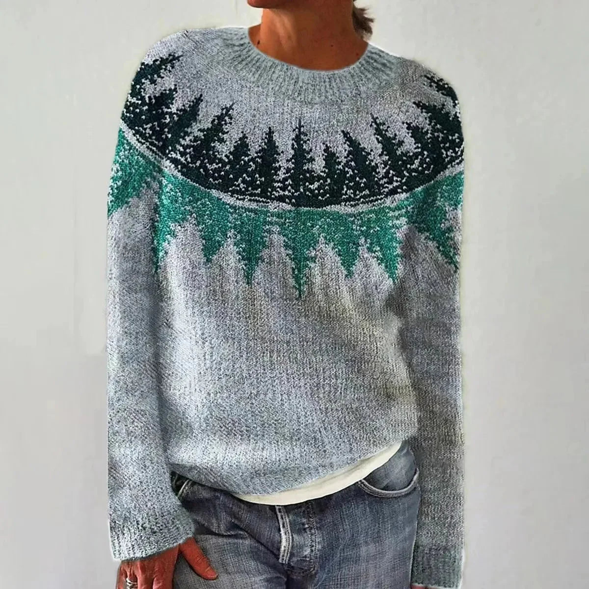 Gebreide damestrui met vintage Fair Isle design en casual silhouet