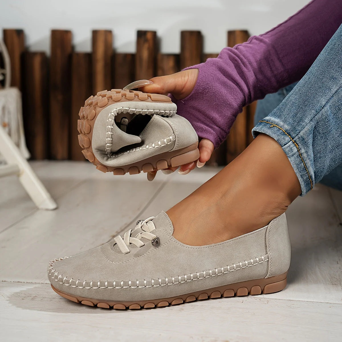 Dames loafers met anatomisch voetbed en handgenaaide rand voor ondersteuning