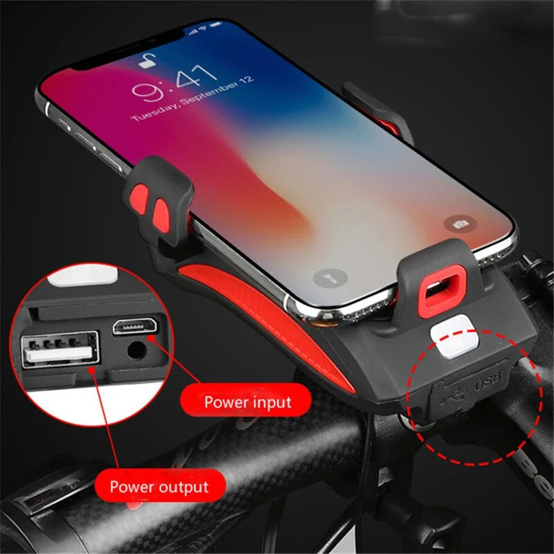Zijaanzicht van FietsPro 4-in-1 met schokbestendige telefoonhouder en verstelbare klemmen voor alle smartphones