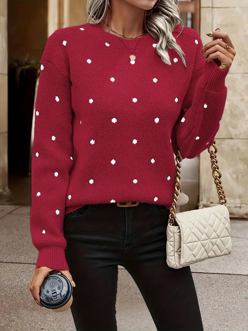 Casual gebreide damestrui met tijdloos polkadot ontwerp