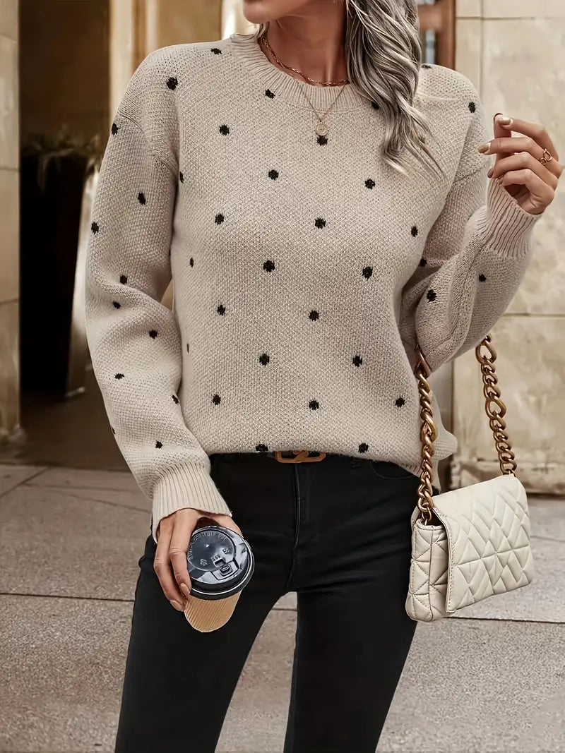 Dames pullover met speelse stippen en comfortabele relaxed fit